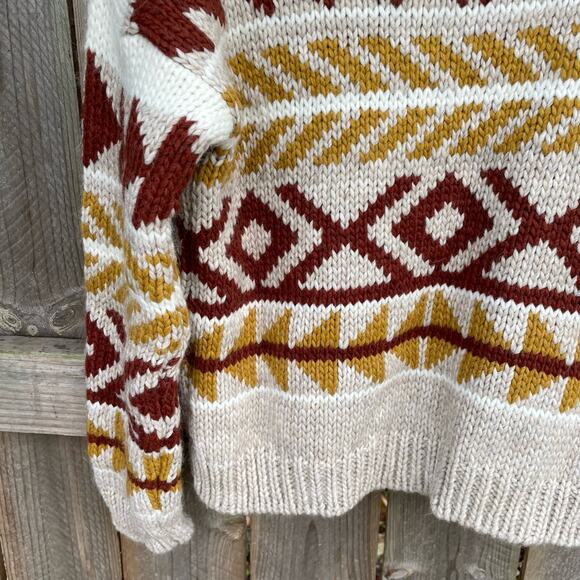 Elsamanda Sweater Turtleneck Small Southwestern Aztec Ivory NWT Winter Warm - Picture 4 of 12